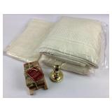 Martha Stewart Towels, Bath Soap, Brass Candle Hol