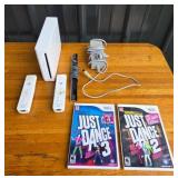 Nintendo Wii Console, Controllers, Just Dance 2, 3