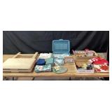 Folding Tray Tables, Textiles, and Craft Supplies