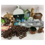 Miniature Birdhouses, Pottery, Painted Wood Items