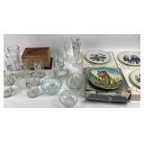 Decorative Collector Plates and Assorted Glassware