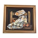 Still Life Oil Painting by Dommal in Gold Frame