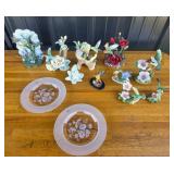 Porcelain Hummingbird Figurines, Avon Crystal Plat