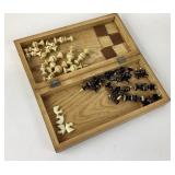 Wooden Folding Chess Set With Storage