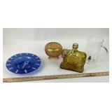 Glass Assortment With Anchor Plate, Amber Bottle,