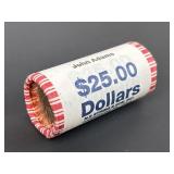 John Adams Presidential Dollar $25 Coin roll