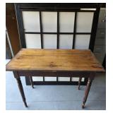 Wood Table With Drawer, Multi-Paned Window Panel