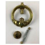 Solid Brass Cladagh Door knocker with matching