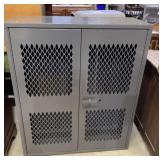 Gray Metal Storage Cabinet with Ventilated Doors