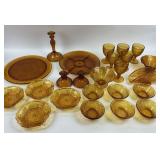 Amber Pressed Glass Tableware Set