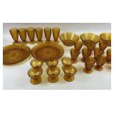 Amber Glassware Set, Plates, Bowls, Tumblers and S