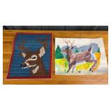 Deer Needlepoint Panel, Watercolor Painting
