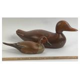 Two Hand-Carved Wooden Duck Decoys
