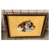 Framed Tiger Head Textile Artwork