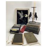 Cassette Recorder, Metal Candle Holder, Books: Zio