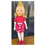 Mid Century Celluloid Face Cloth Doll With Painted