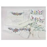Hand Embroidered Matching Pillowcases: Flowers