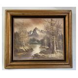 Mountain Landscape Oil Painting Signed Antonio