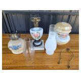 Glass Oil Lamps With Floral Designs