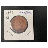 1846 1 ï¿½ Large Penny Coronet Liberty Ex-Fine