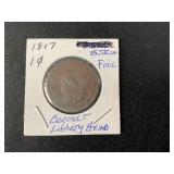 1817 15 Stars 1 ï¿½ Large Penny Coronet Liberty Head