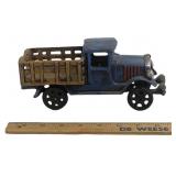 Cast Iron Blue Stake Bed Toy Truck