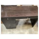 Dark Laminate Computer Desk with Storage Drawers