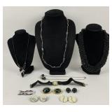 Vintage Black & Silver Tone Designer Jewelry