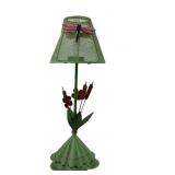 Green Metal Votive Lamp With Dragonfly Accent