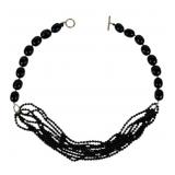 Zoe B 14k yellow gold & black onyx beaded strand