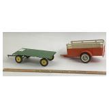 Wyandotte Red Toy Trailer, Structo Green Toy Wagon