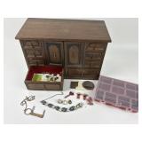 Wooden Jewelry Box with multiple drawers, Gold