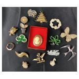 Costume Jewelry Pins: MYLU wreath, AK turtle,