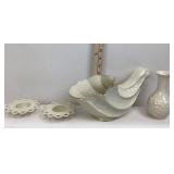 Lenox Cornucopia, Bud Vase and Candle Holders Set