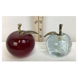Enesco and Waterford Crystal Apple Paperweights
