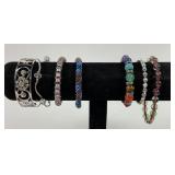 7 Silver Tone & Multicolor Bracelet Collection