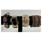 4 Vintage Gold Tone & Multicolor Bracelet