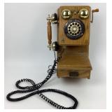 Wooden Wall Telephone With Rotary Dial