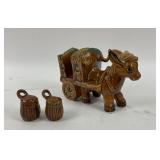 Vintage Donkey Cart Salt & Pepper Shakers Napkin