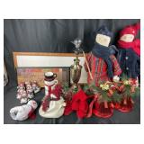 Snowman Figurines, Holiday Decor, Lamp, Framed Art