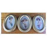 Oval Gold Frames With Lady Portrait Prints