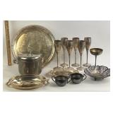 Silver Plate Serveware and Goblets Group