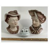 Porcelain Bust Vases, Floral Trinket Box