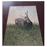 Hand-Painted Deer Artwork on Board