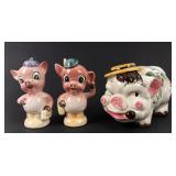 Ceramic Piggy Bank, Pig Salt and Pepper Shakers