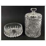 Pressed Glass Canister and Bowl with Cut Pattern
