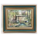 Helene Furlong Signed Covered Bridge Painting