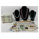 Vintage Jewelry Collection and Jewelry Box: