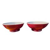 Hall China Maroon Pedestal Bowls