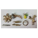 8 Vintage Designer Brooch Pins: Pastelli, Coro,